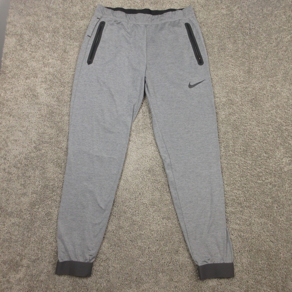 Nike Sweatpants Mens Large Gray Drifit Performance Joggers Running Yoga Light